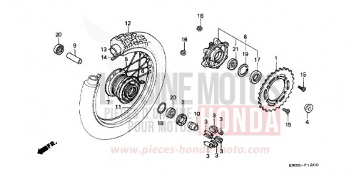 ROUE ARRIERE NX2502L de 1990